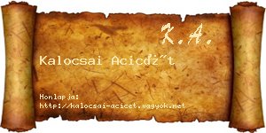 Kalocsai Acicét névjegykártya